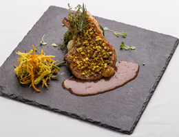 Pork Chop with Pistachio Crust and Red Wine Reduction  At No.43, Cape House, Bangkok